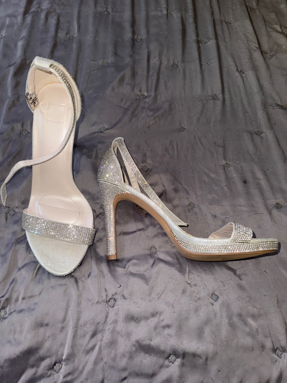 Elegant Crystal-Embellished Silver High Heel Sandals